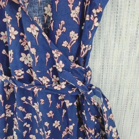 NWT Draper James 100% Linen Wrap Dress Size 6 Ruffle Floral Fit & Flare - Picture 9 of 10